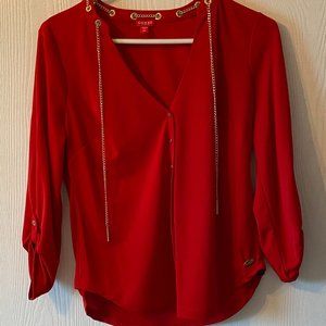 Red Guess Factory Top with Golden Chain